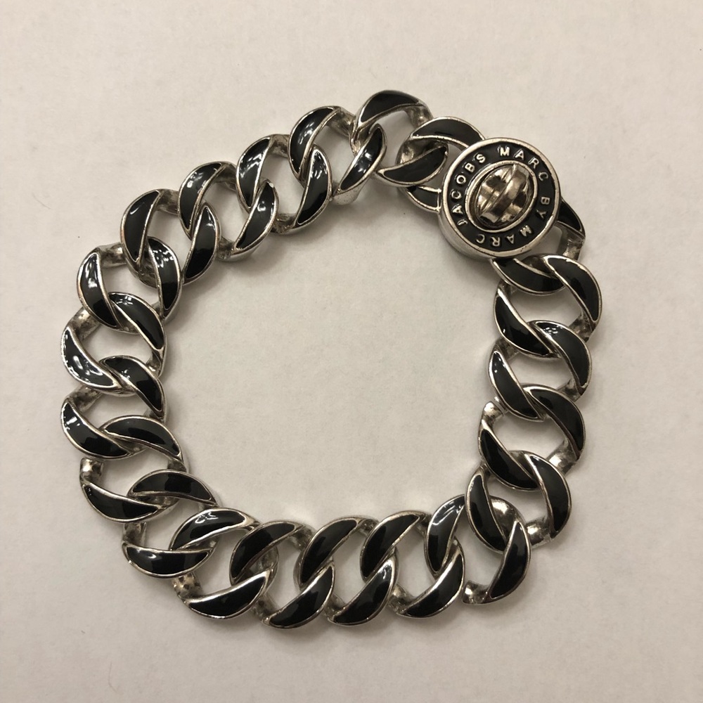 Marc Jacobs black and silver turnlock bracelet